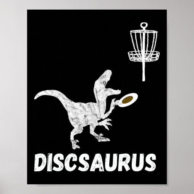 Discgolf Dinosaur Frolfing T-rex Dino Rolig Disc Poster (Framsidan)