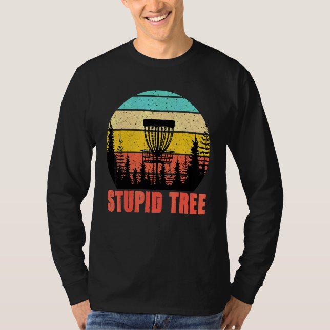 Discgolf dum träd Retro Discgolf Frisbee Spela T Shirt (Framsida)