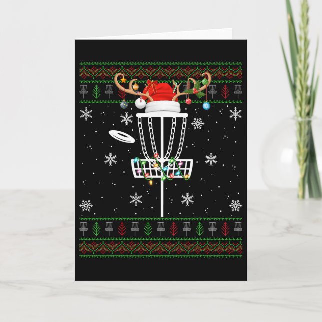 Discgolf ful Xmas belysning Tomte Disc Golf Jul Kort (Framsida)