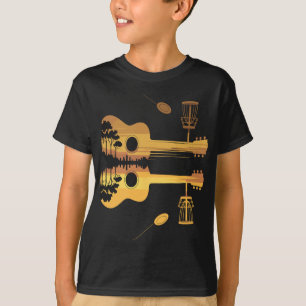 Discgolf Gitarr Solnedgång Natur Reflektion Spelar T Shirt