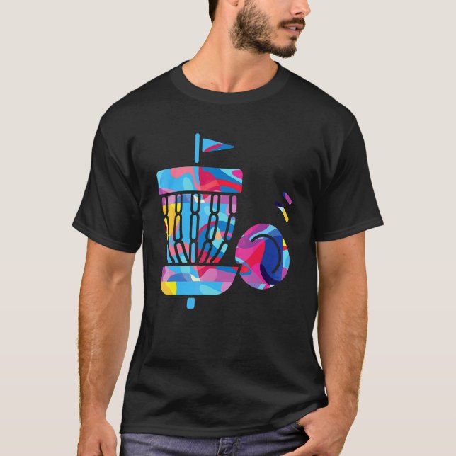 Discgolf Golfspelare Färgrik Grafik T Shirt (Framsida)