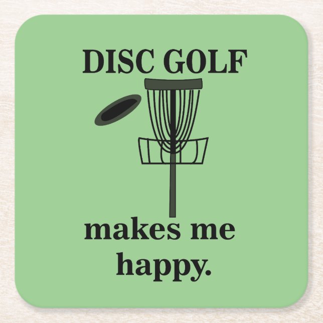 Discgolf gör mig glad Discgolf  Underlägg Papper Kvadrat (Framsidan)