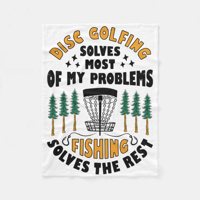 Discgolf löser de flesta av mina problem Fiske Fr Fleecefilt (Framsidan)