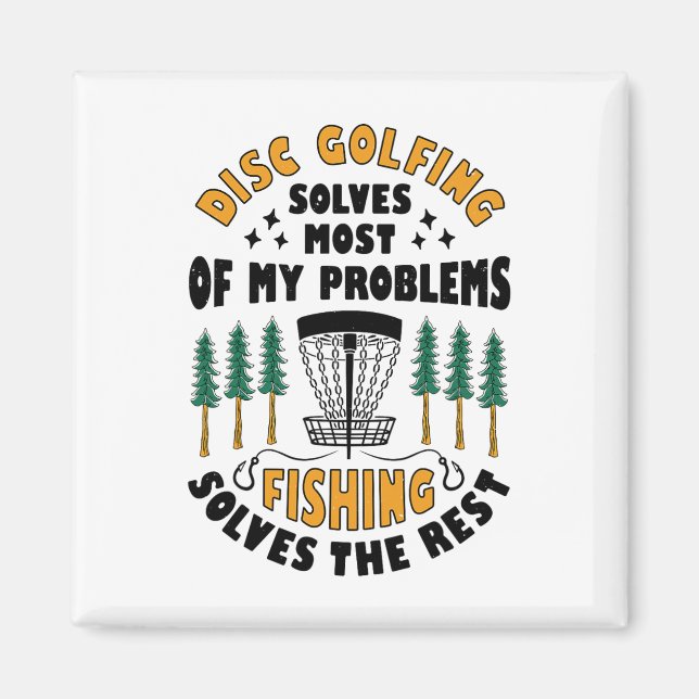 Discgolf löser de flesta av mina problem Fiske Fr Magnet (Framsidan)