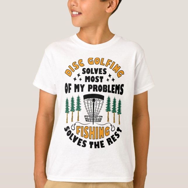 Discgolf löser de flesta av mina problem Fiske Fr T Shirt (Framsida)