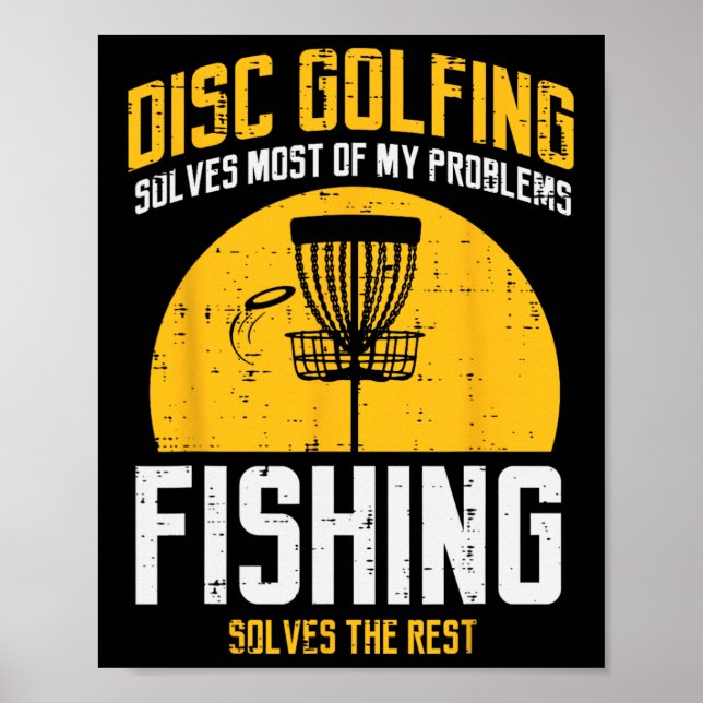 Discgolf löser de flesta problem Fiske Kul Män  Poster (Framsidan)