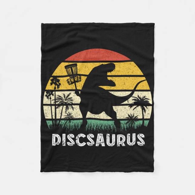Discgolf Retro Dinosaur Discgolfspelare Frolf Fl Fleecefilt (Framsidan)