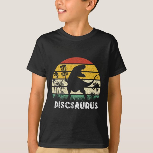 Discgolf Retro Dinosaur Discgolfspelare Frolf Fl T Shirt (Framsida)