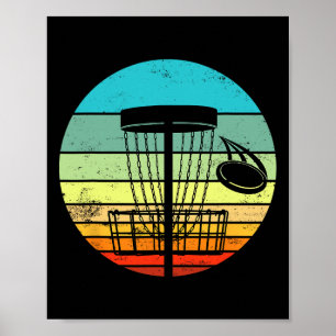 Discgolf Retro Solnedgång Vintage Frisbeegolf Poster