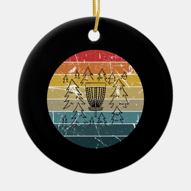 Discgolf Retro Vintage Julgransprydnad Keramik (Framsidan)