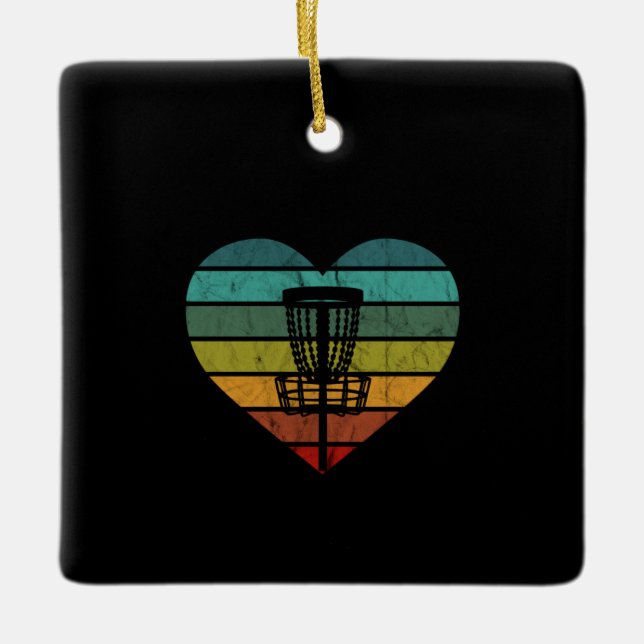 DiscGolf - Retro Vintage Target Basket Julgransprydnad Keramik (Framsida)