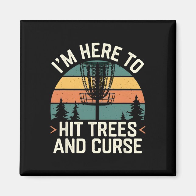 Discgolf Roligt Träffar Träd Och Svär Retro Discgo Magnet (Framsidan)
