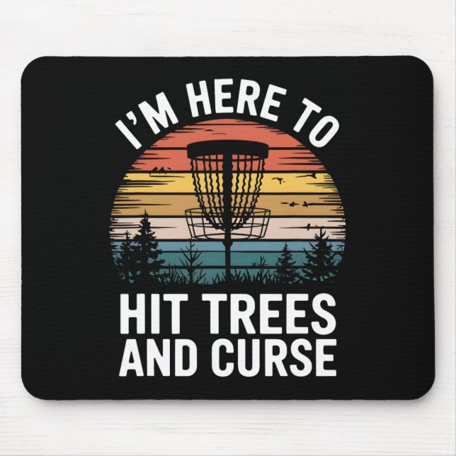 Discgolf Roligt Träffar Träd Och Svär Retro Discgo Musmatta (Framsidan)