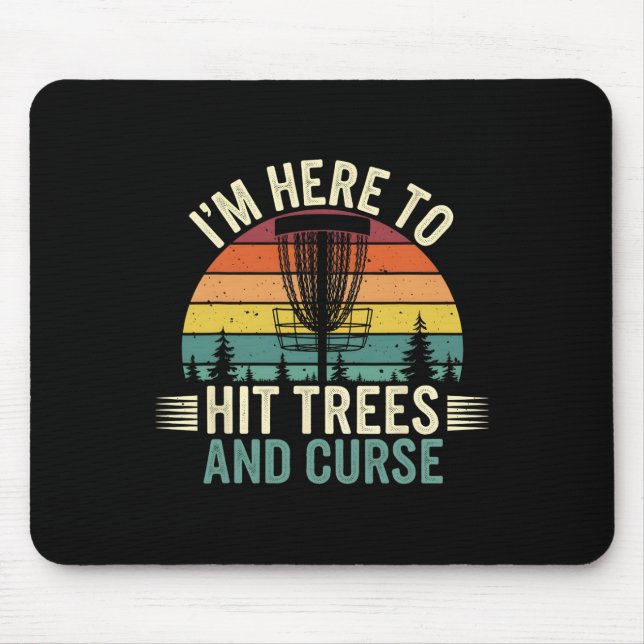 Discgolf Roligt Träffar Träd Och Svär Retro Discgo Musmatta (Framsidan)