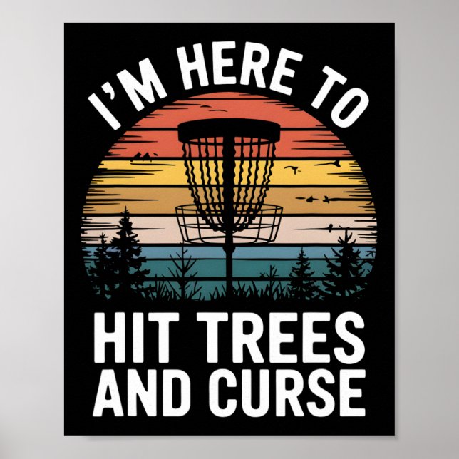 Discgolf Roligt Träffar Träd Och Svär Retro Discgo Poster (Framsidan)
