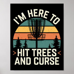 Discgolf Roligt Träffar Träd Och Svär Retro Discgo Poster
