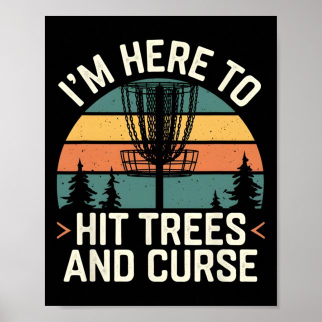 Discgolf Roligt Träffar Träd Och Svär Retro Discgo Poster (Framsidan)