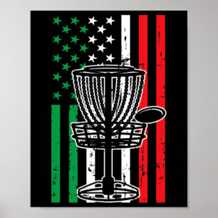 Discgolf T Italien Flagga Usa Flagga Disc Golfare  Poster