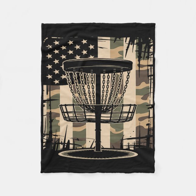 Discgolf USA Kamouflageflagga - Patriotisk Frolf-s Fleecefilt (Framsidan)
