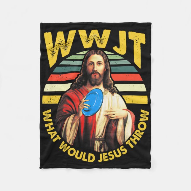 Discgolf Vad skulle Jesus Kasta Frisbee Golf Wwjt Fleecefilt (Framsidan)