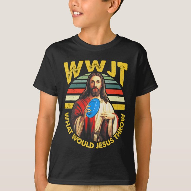 Discgolf Vad skulle Jesus kasta Frisbeegolf Wwjt T Shirt (Framsida)