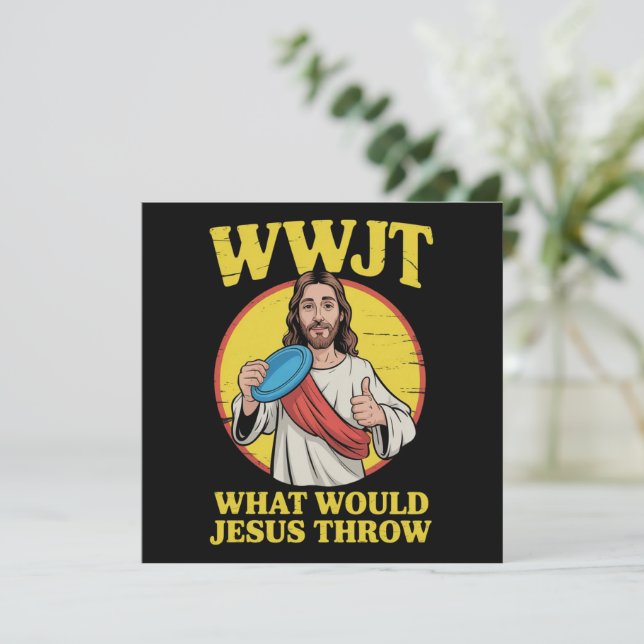 Discgolf Wwjt Vad Skulle Jesus Kasta Frisbee  Inbjudningar (Stående Fram)