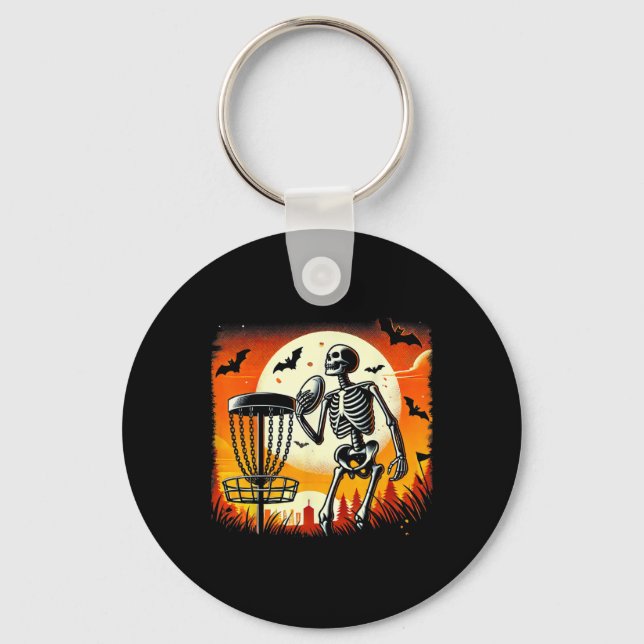 Discgolfande skelett Halloween Disc Golf För Sälls Nyckelring (Framsida)
