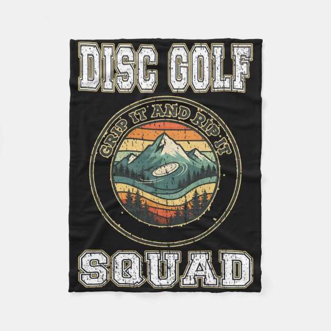 Discgolfgäng Greppa Den Och Slita Rolig Retro Vint Fleecefilt (Framsidan)