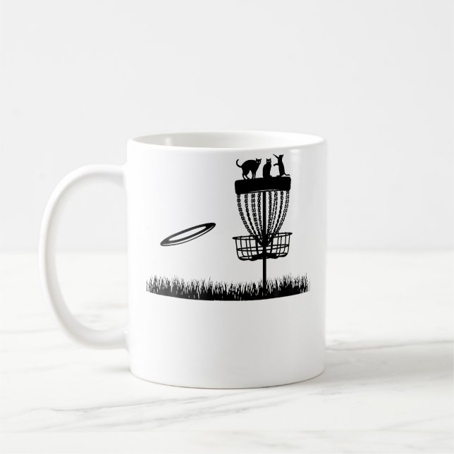 Discgolfkorg med katter - Skämt för discgolfare Kaffemugg (Vänster)