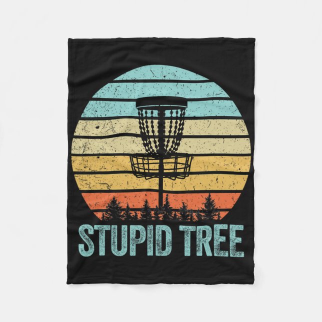 Discgolfskjorta Rolig Dum Träd Retro Discgolf Fleecefilt (Framsidan)
