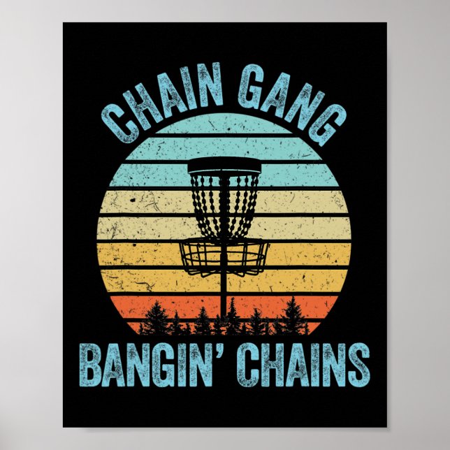 Discgolfskjorta Rolig kedja Retro present till dis Poster (Framsidan)