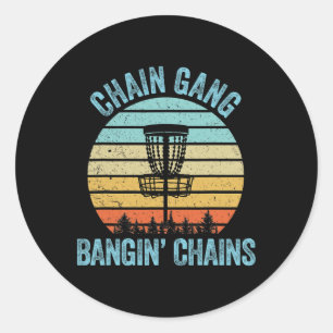 Discgolfskjorta Rolig kedja Retro present till dis Runt Klistermärke