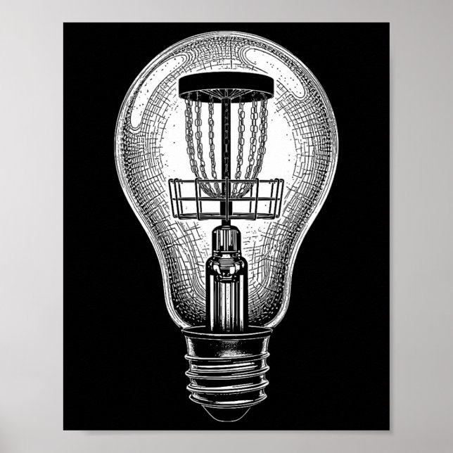Discgolfspelare Glödlampa Skiss Bra idé Golfare  Poster (Framsidan)