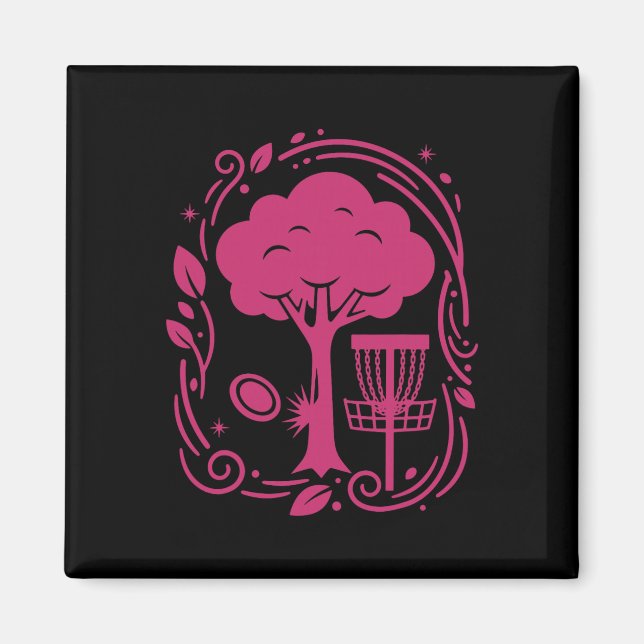 Discgolfträd Flygande Disc Sket Frisbee Golf Scen Magnet (Framsidan)
