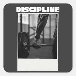 Discip In  T-Shirt– Minimalistisk Motiverande Stre Fyrkantigt Klistermärke