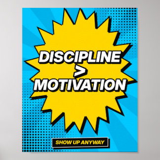 Disciplin före motivation Pop Art Gym Affisch