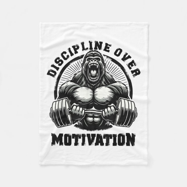 Disciplin före motivation Tyngdlyftning Gym Citat  Fleecefilt (Framsidan)