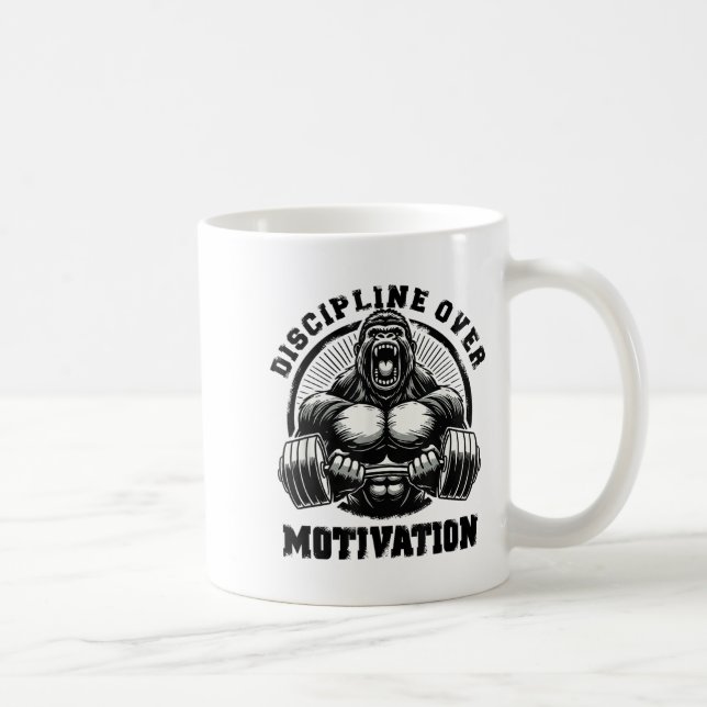 Disciplin före motivation Tyngdlyftning Gym Citat  Kaffemugg (Höger)