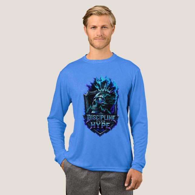 Disciplin Framför Hype Bitcoin Krypto Mentalitet D T Shirt (Hel framsida)