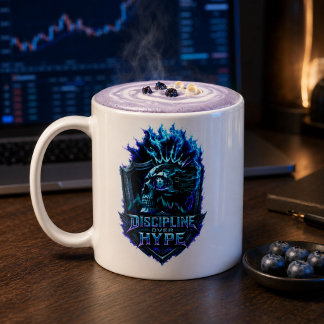Disciplin framför hype Blå glöd Bitcoin Krypto Mugg