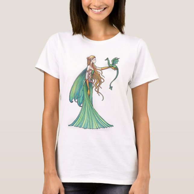 Disciplin Grön Älv Drakon av Molly Harrison Tee Shirt (Framsida)