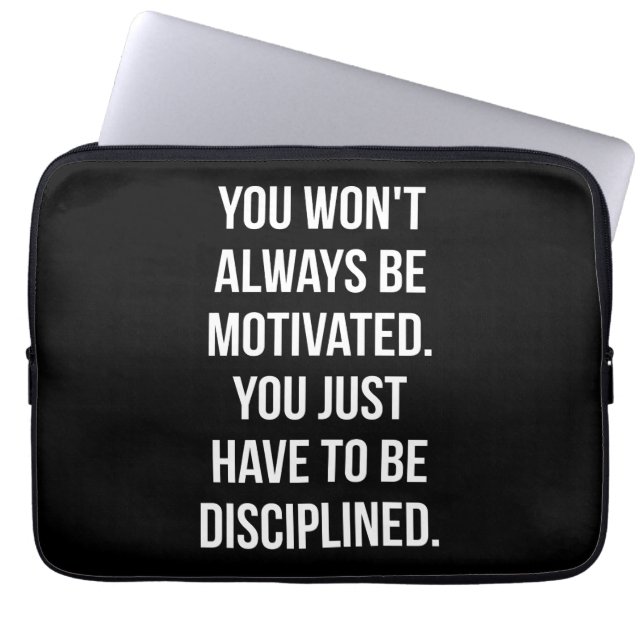 Disciplin mot motivation - inspirationell workout laptop fodral (Framsidan)