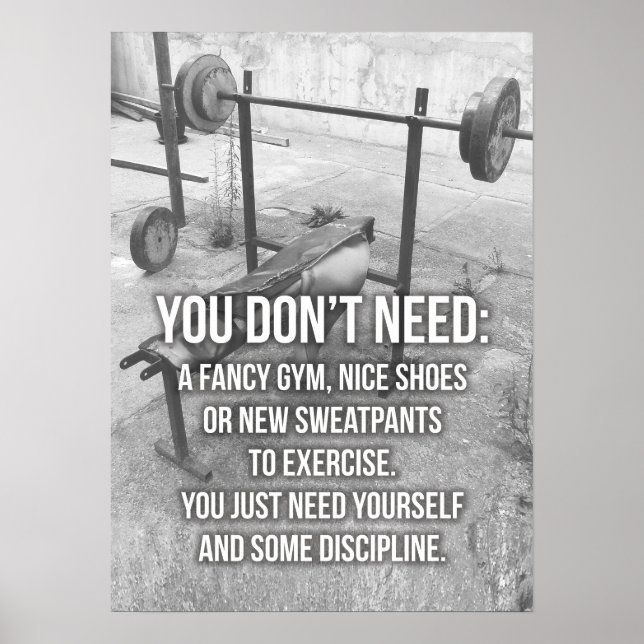 Disciplin och ditt eget - Motiverande, gym Poster (Framsidan)