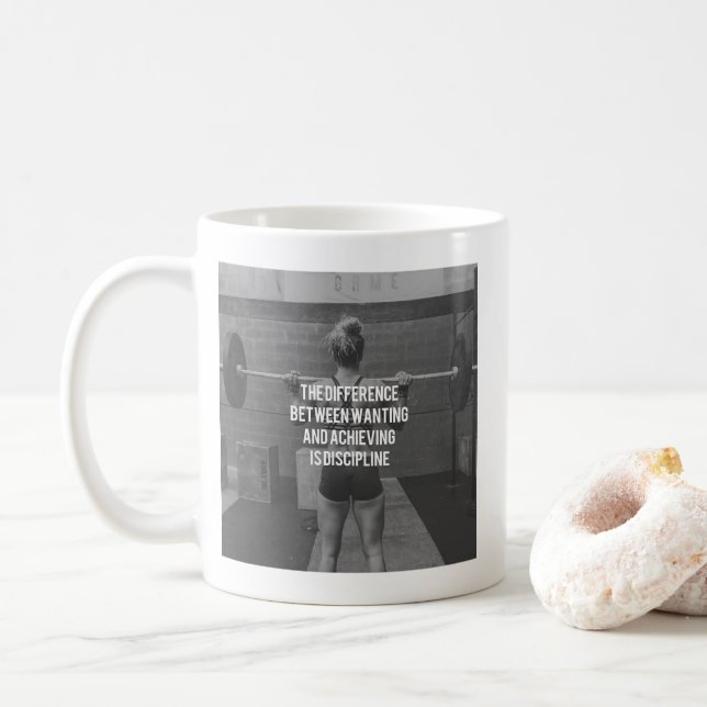 Disciplin - Önskning mot uppnående, kvinnors välbe Kaffemugg (Med munk)