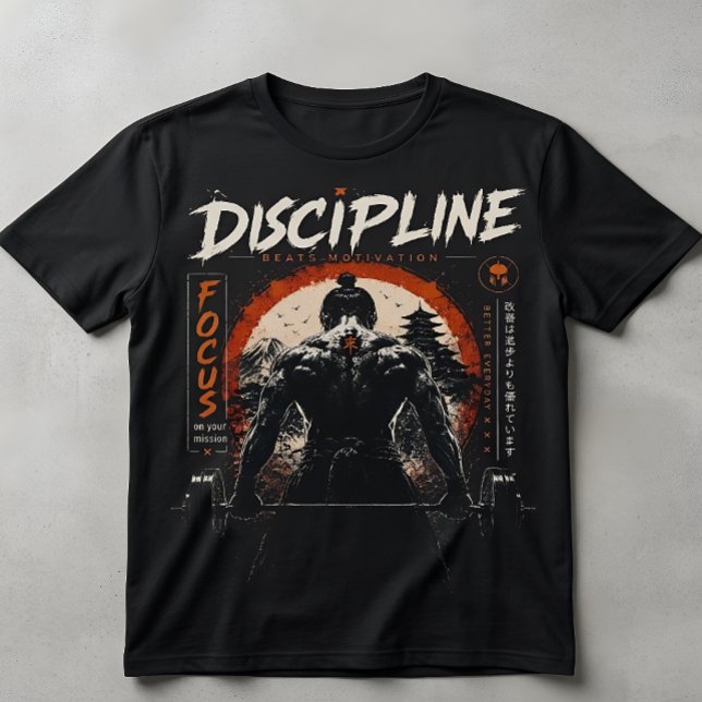 Disciplin Slår Motivation Samurai Gym T-Shirt |  (Skapare uppladdad)