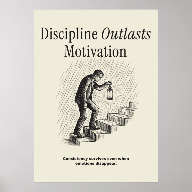 Disciplin varar längre än motivation poster (Framsidan)