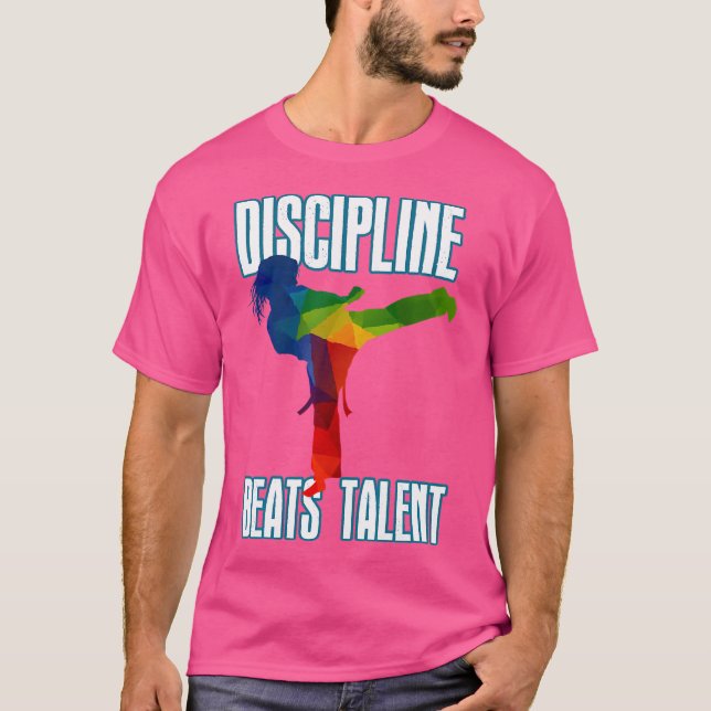 Discipline-Beats-Talent Taekwondo Karate T Shirt (Framsida)