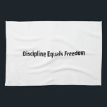 Discipline Equals Freedom Minimalist Typewriter  Kökshandduk<br><div class="desc">Clean execution in every task. Premium cotton towel featuring high-contrast typewriter typography,  blending daily utility with a clean,  industrial aesthetic.</div>