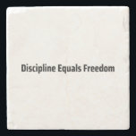 Discipline Equals Freedom Minimalist Typewriter  Stenunderlägg<br><div class="desc">Protect your base. Sandstone coaster with high-contrast typewriter typography to keep your workspace clean and your mind on the mission.</div>