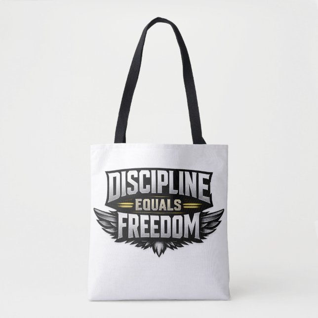Discipline Equals Freedom – Motivational Design  Tygkasse (Framsida)